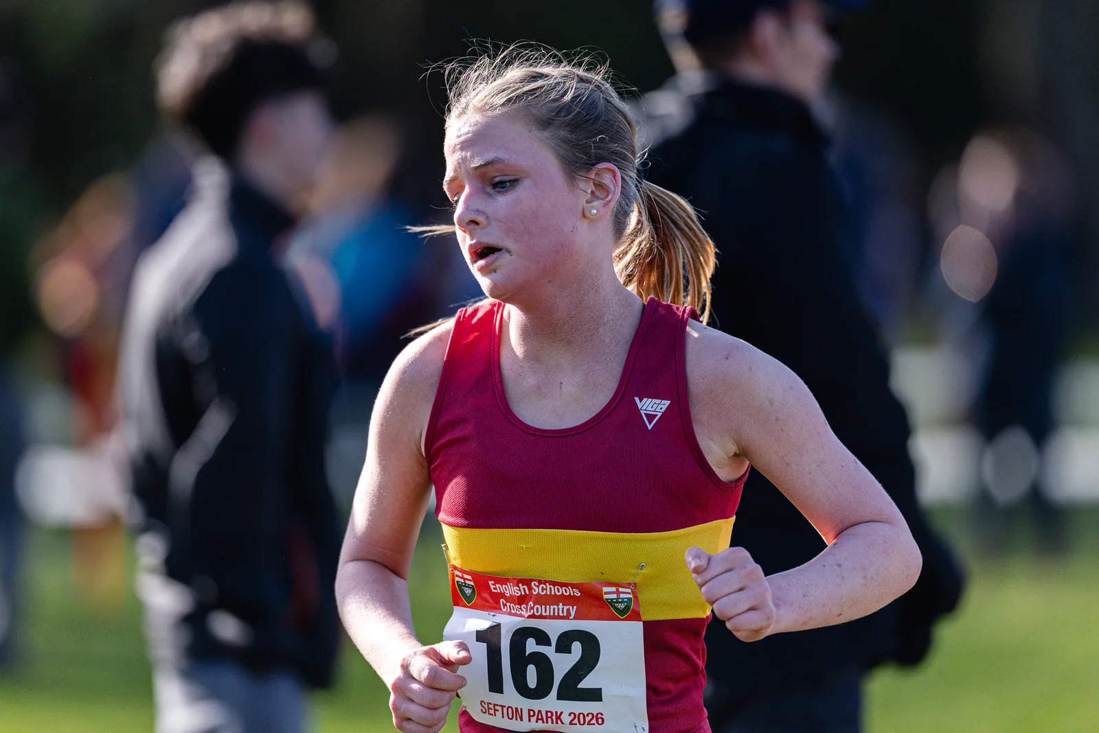 Brentwood Beagles athletes at the English Schools Cross Country Championships, Sefton Park, Liverpool, 14 March 2026